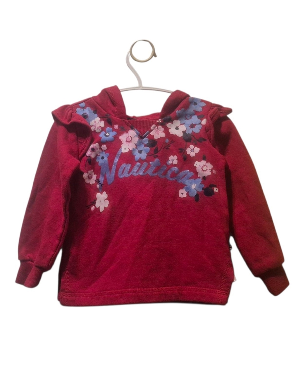 Nautica Girls Raspberry Pink Floral Hoodie Sweatshirt